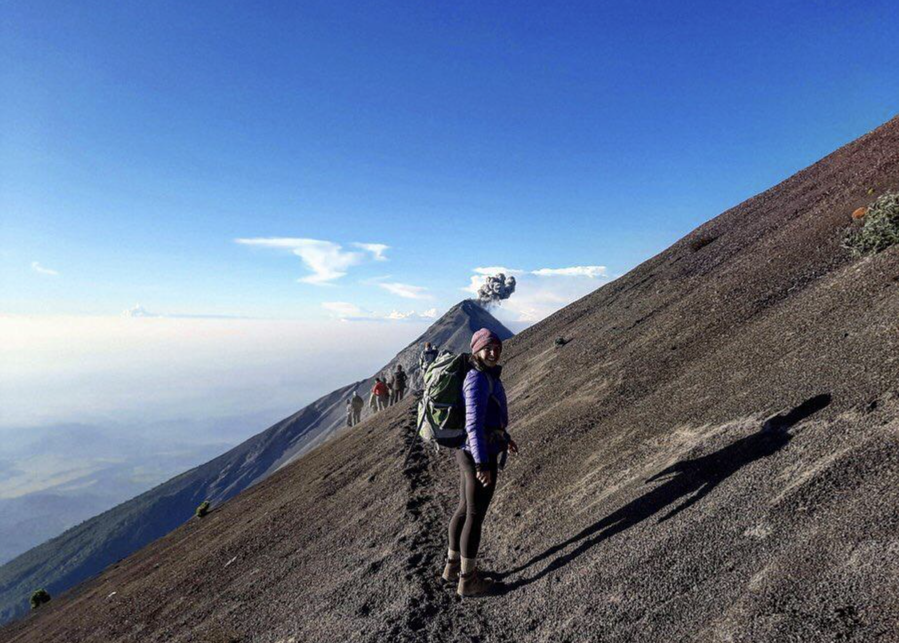 Rachel Murphy hiking the Acatenango and Fuego Volcanoes in Guatemala